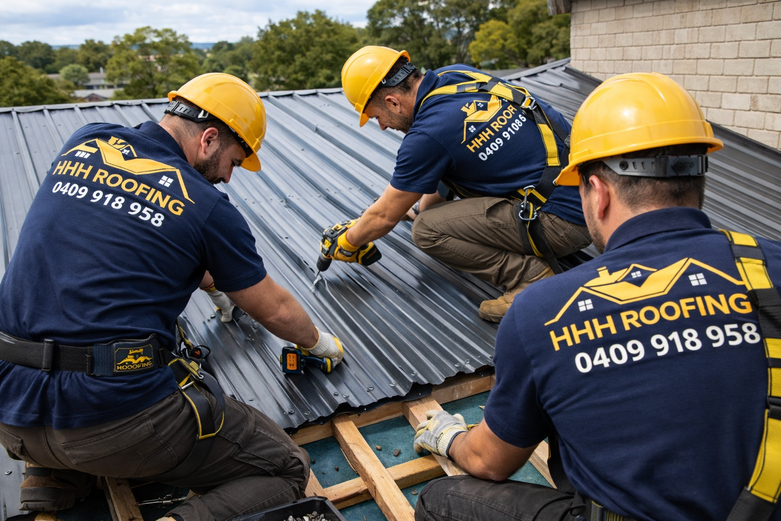 HHH Roofing team working on a roof